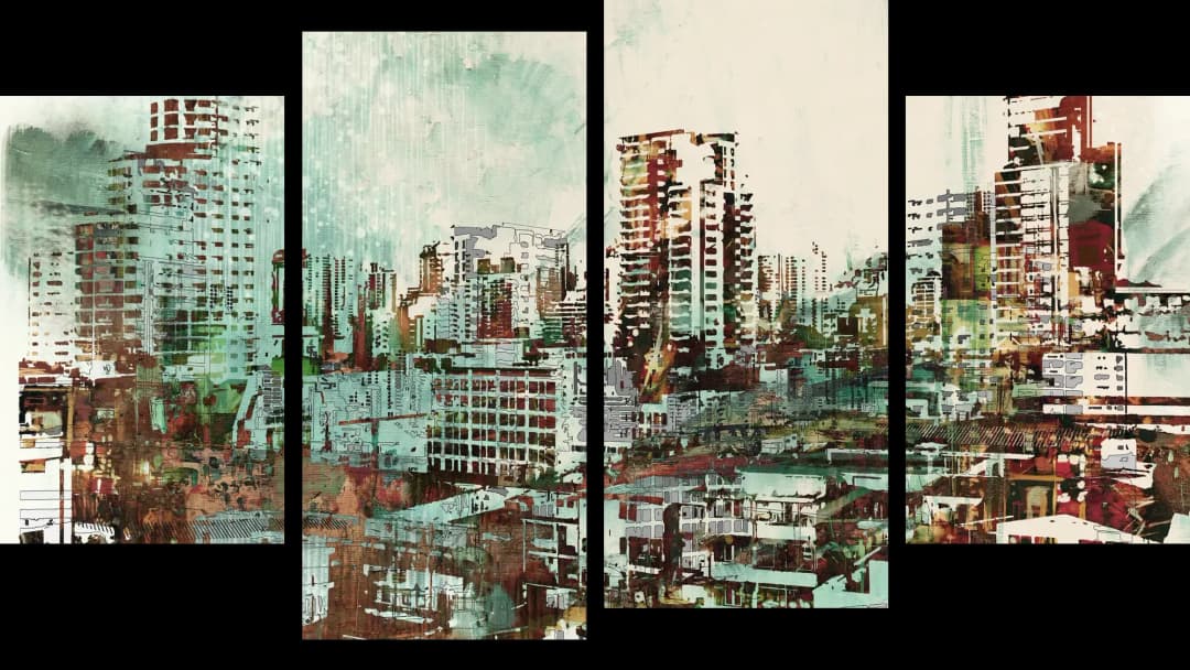 Abstract City Skyline – 4 Panels