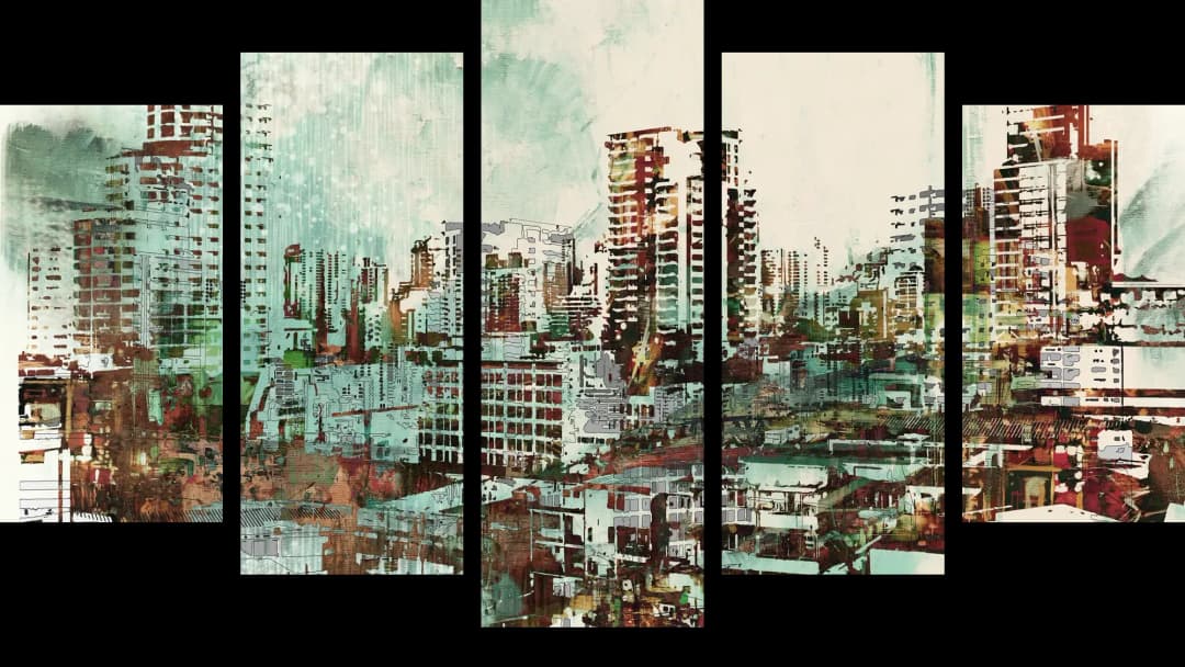 Abstract City Skyline – 5 Panels Hierarchy