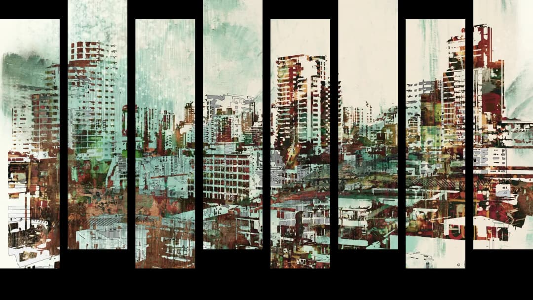 Abstract City Skyline – 8 Panels Up & Down