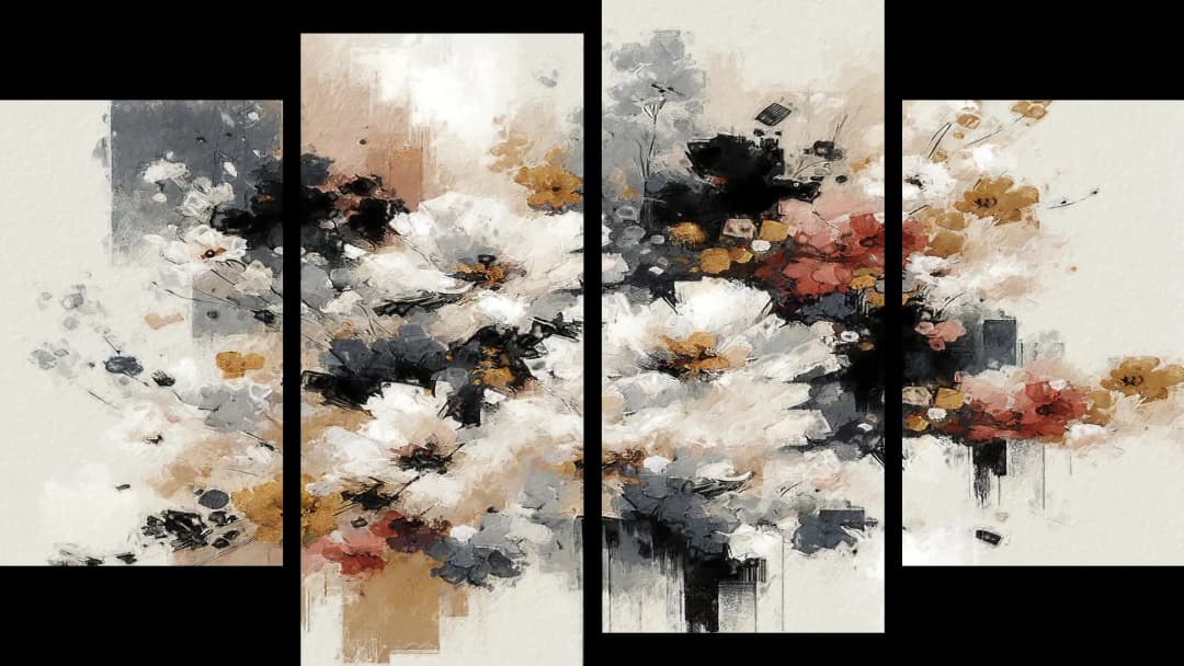 Abstract Floral Splash – 4 Panels