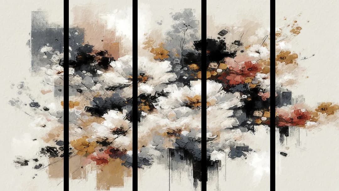 Abstract Floral Splash – 5 Panels Straight