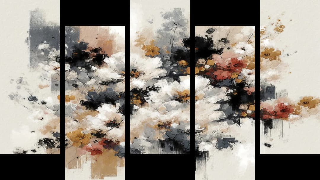 Abstract Floral Splash – 5 Panels Up & Down