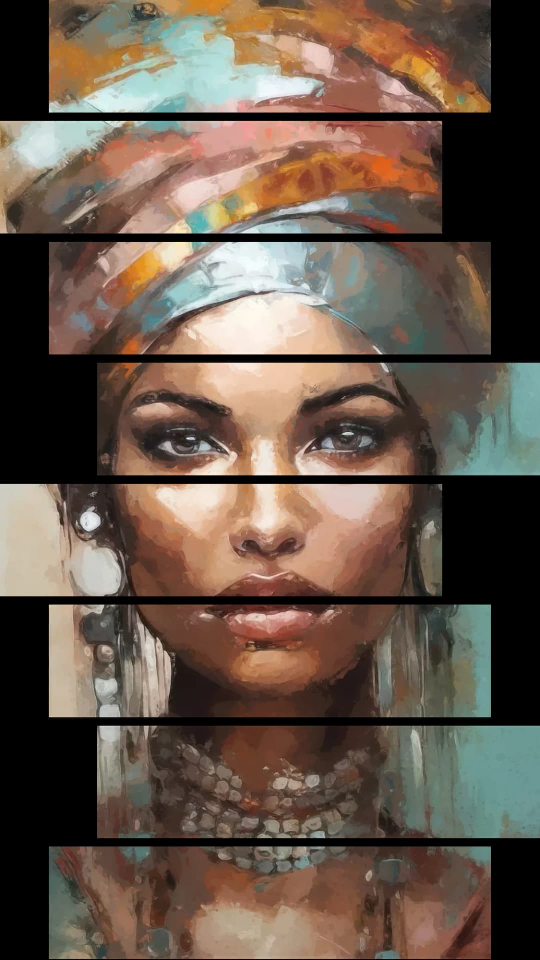 African Queen Portrait – 8 Panels Hierarchy