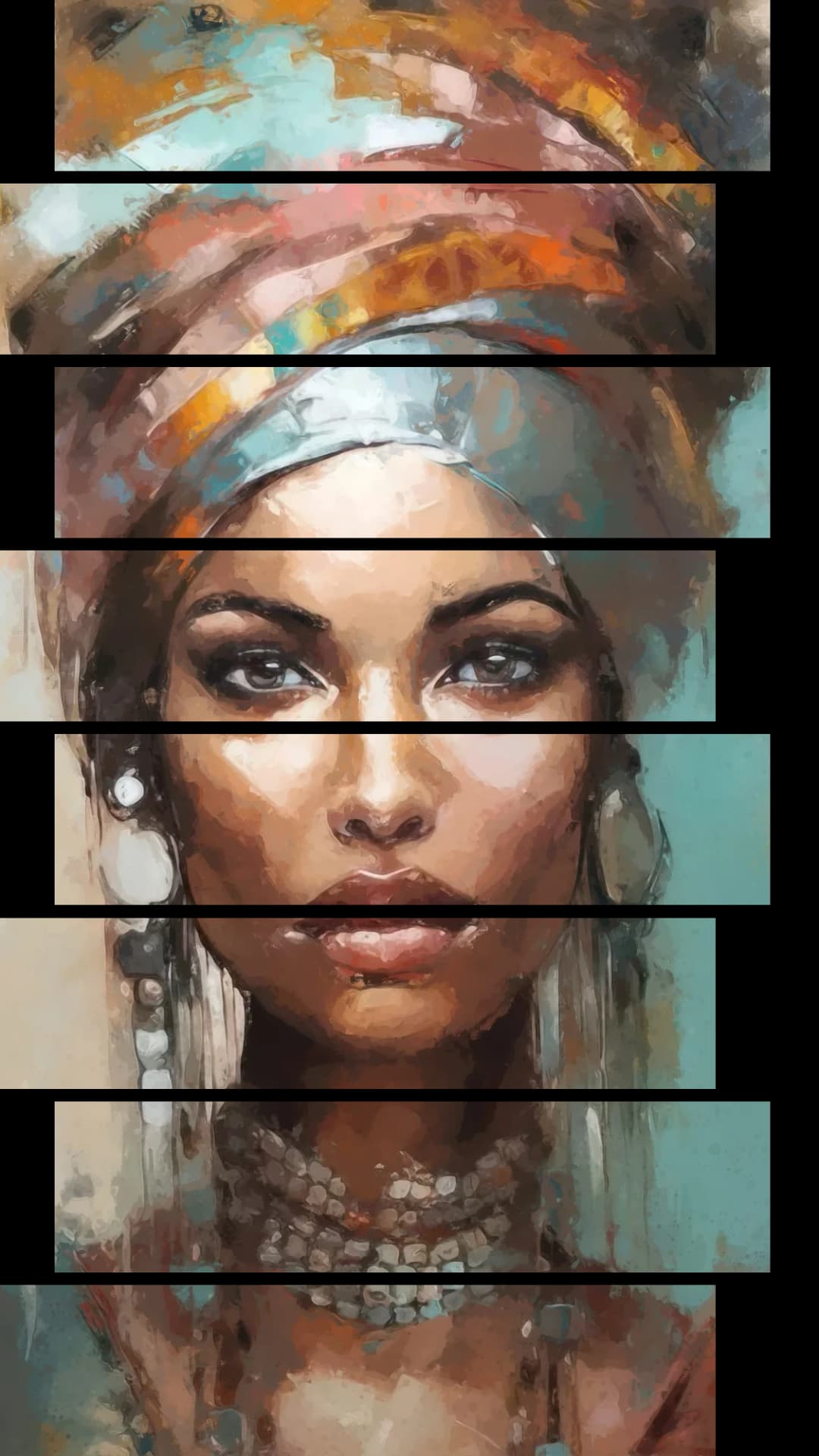 African Queen Portrait – 8 Panels Up & Down