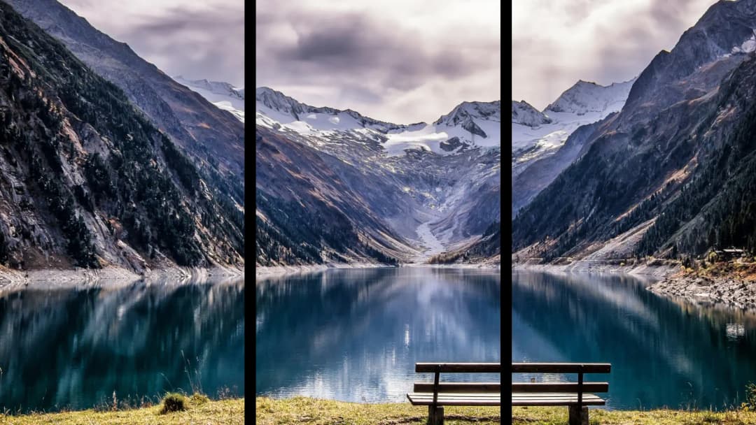 Alpine Lake Mountain Bench – 3 Panels