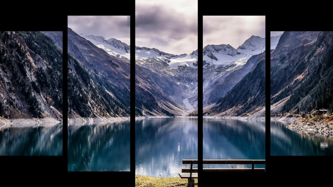 Alpine Lake Mountain Bench – 5 Panels Hierarchy