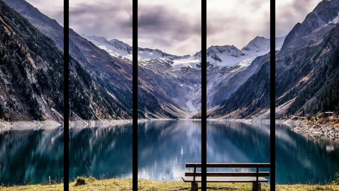 Alpine Lake Mountain Bench – 5 Panels Straight
