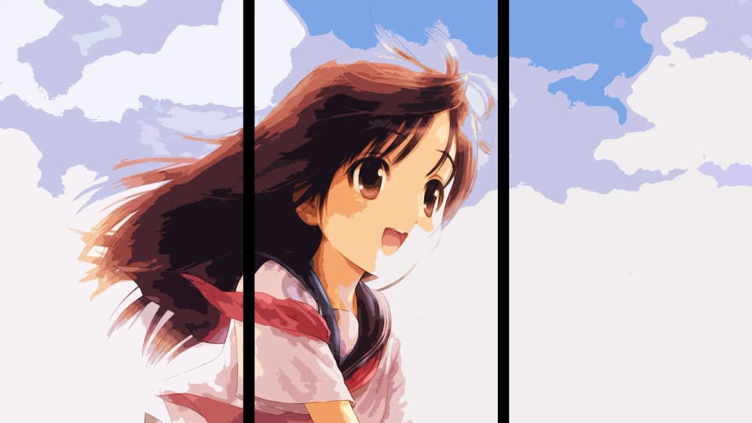 Anime Girl Blue Sky – 3 Panels