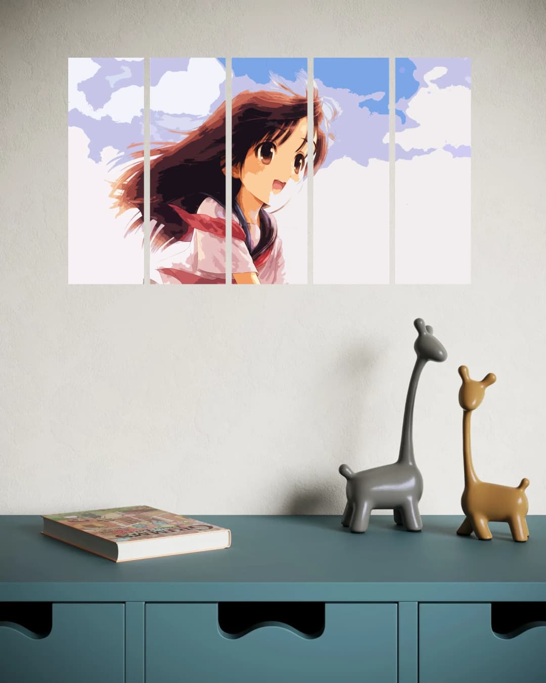 Anime Girl Blue Sky – 5 Panels Straight