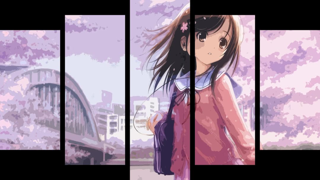 Anime Girl Cherry Blossoms – 5 Panels Hierarchy