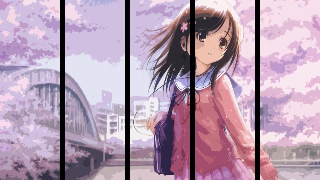Anime Girl Cherry Blossoms – 5 Panels Straight
