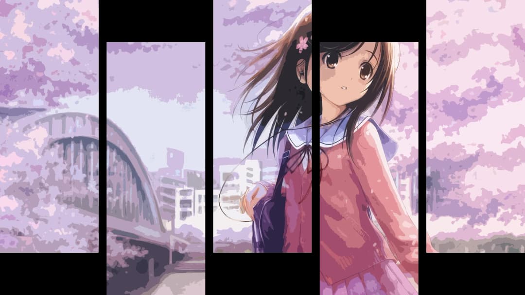 Anime Girl Cherry Blossoms – 5 Panels Up & Down