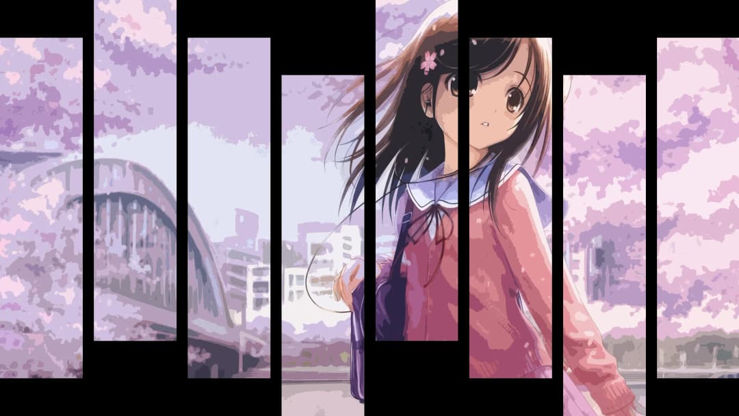Anime Girl Cherry Blossoms – 8 Panels Hierarchy