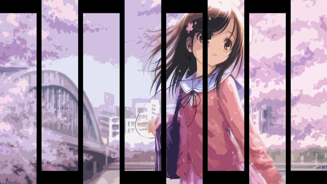 Anime Girl Cherry Blossoms – 8 Panels Up & Down