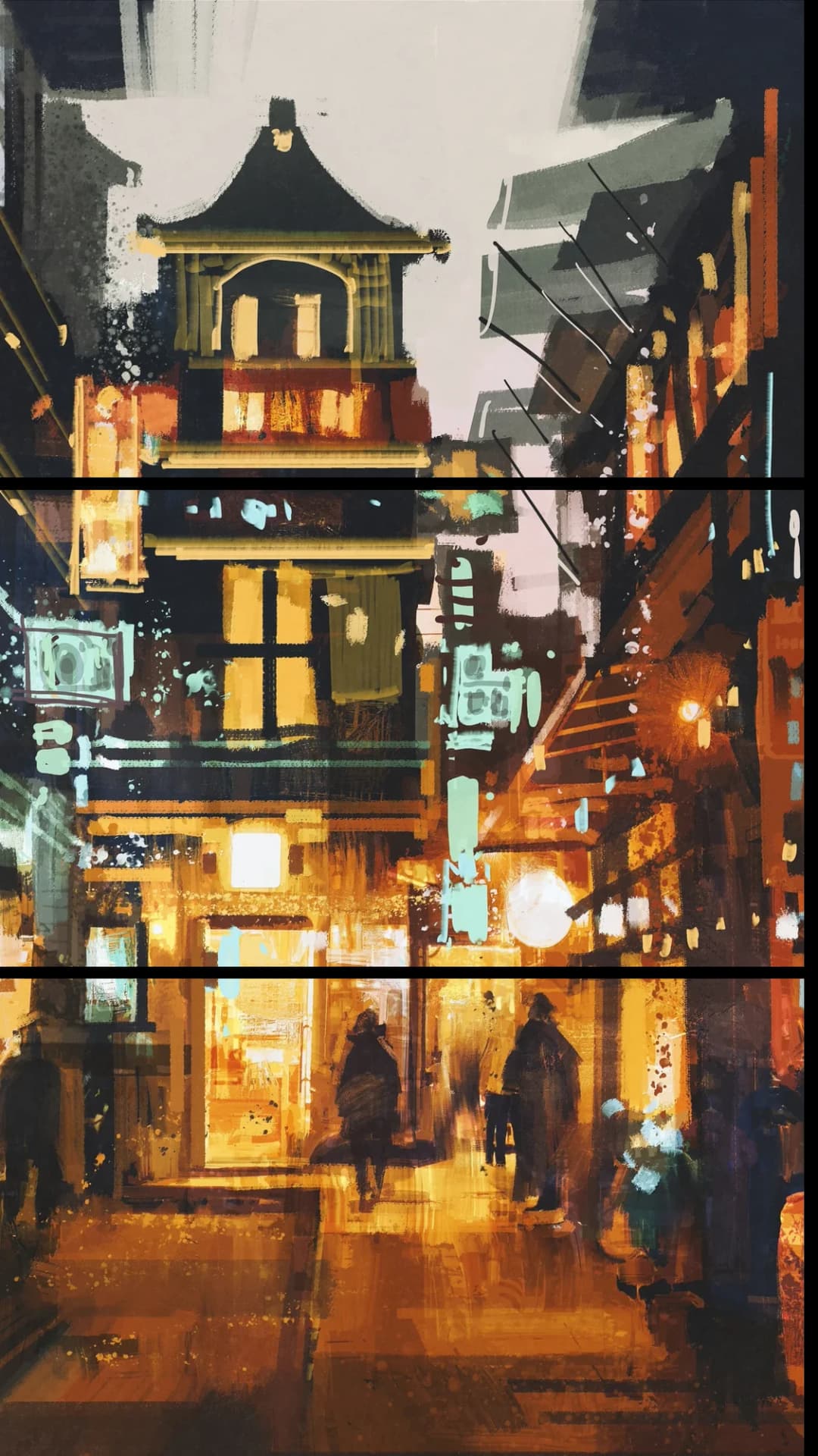 Asian Night Market – 3 Panels