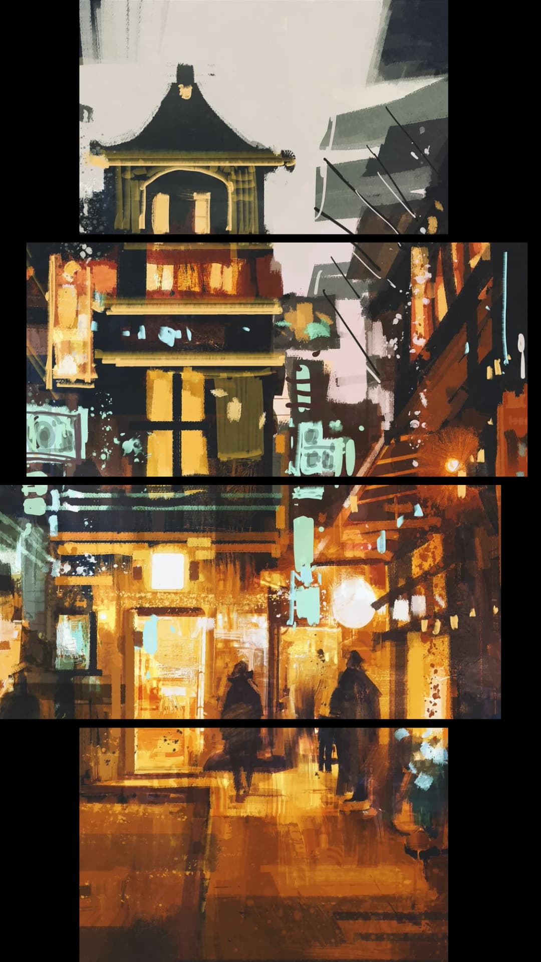 Asian Night Market – 4 Panels