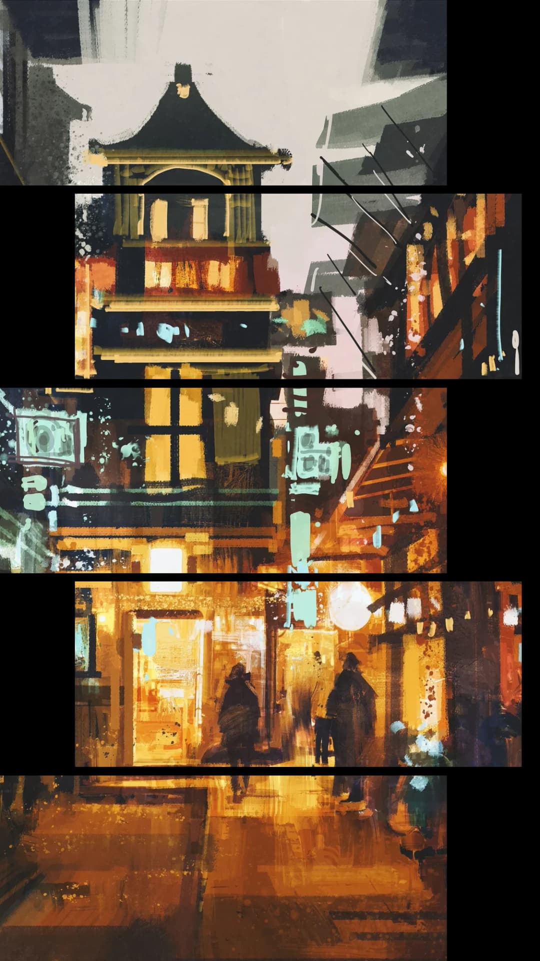 Asian Night Market – 5 Panels Up & Down