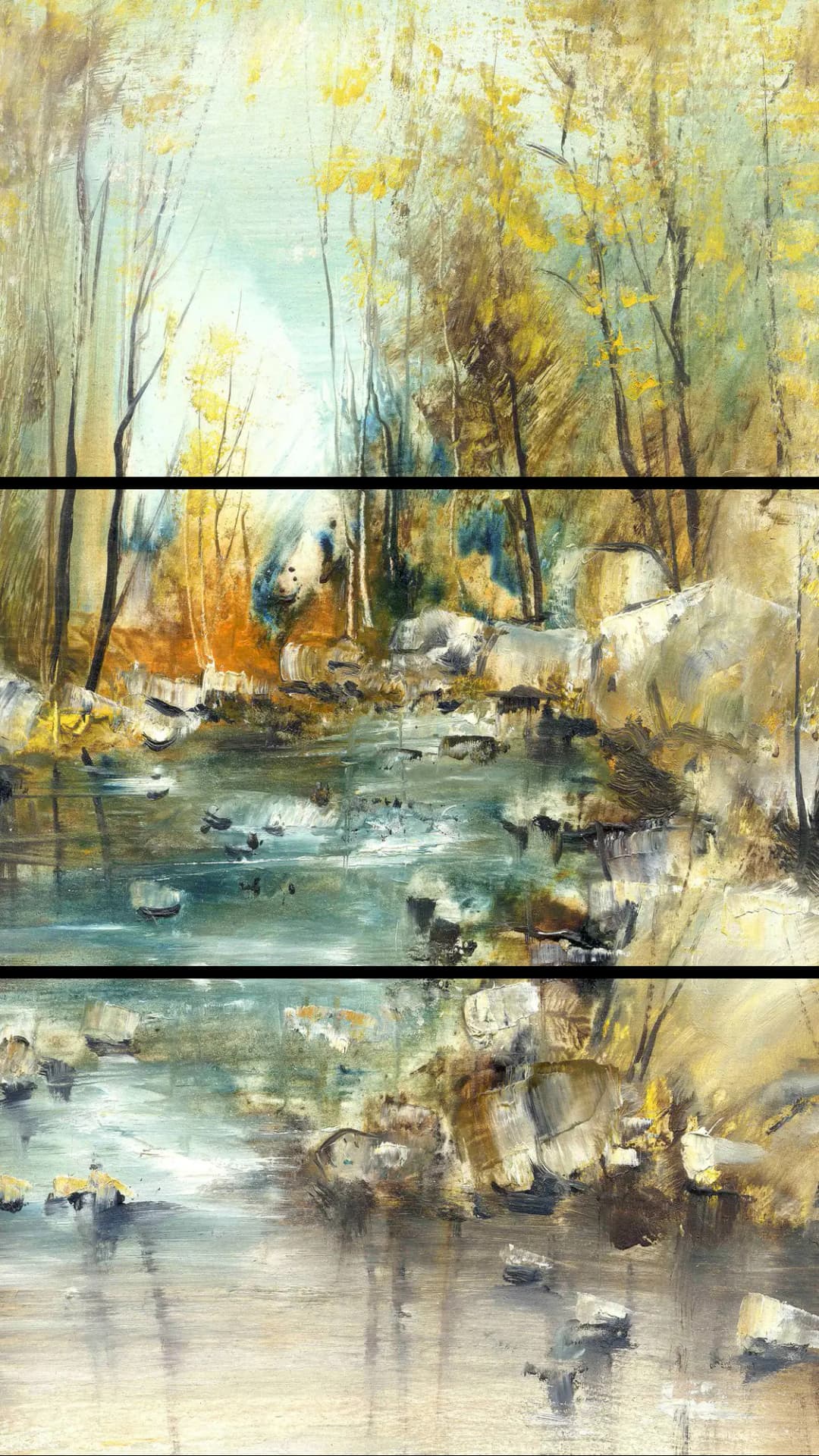 Autumn Forest Stream – 3 Panels