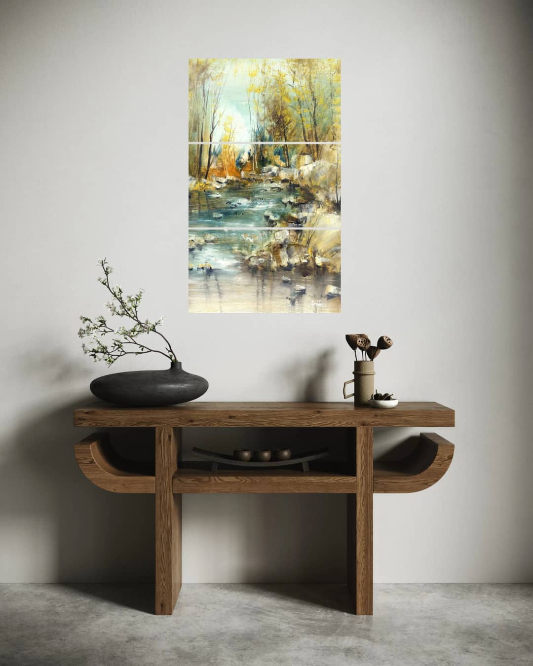 Autumn Forest Stream – 3 Panels