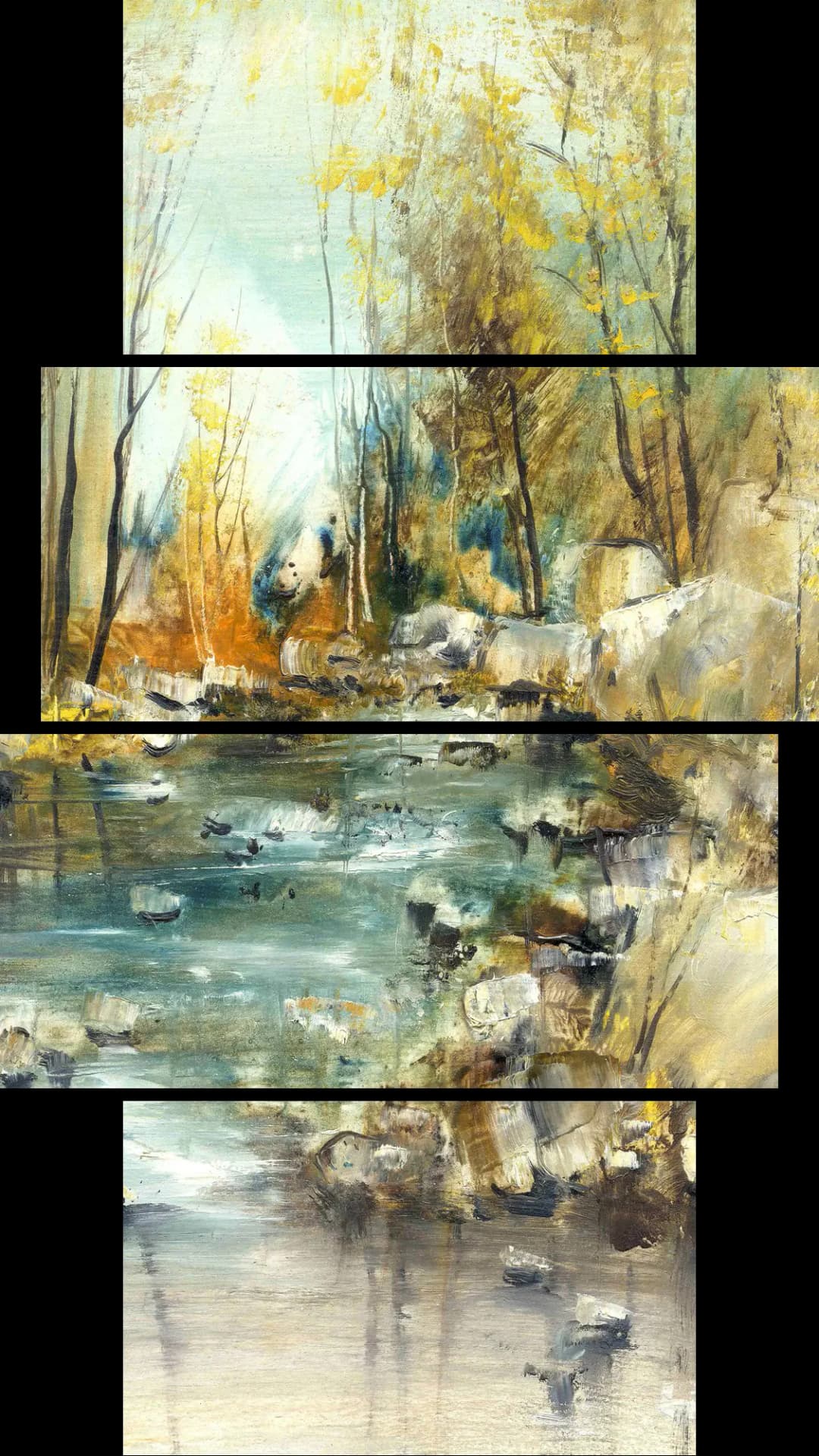 Autumn Forest Stream – 4 Panels
