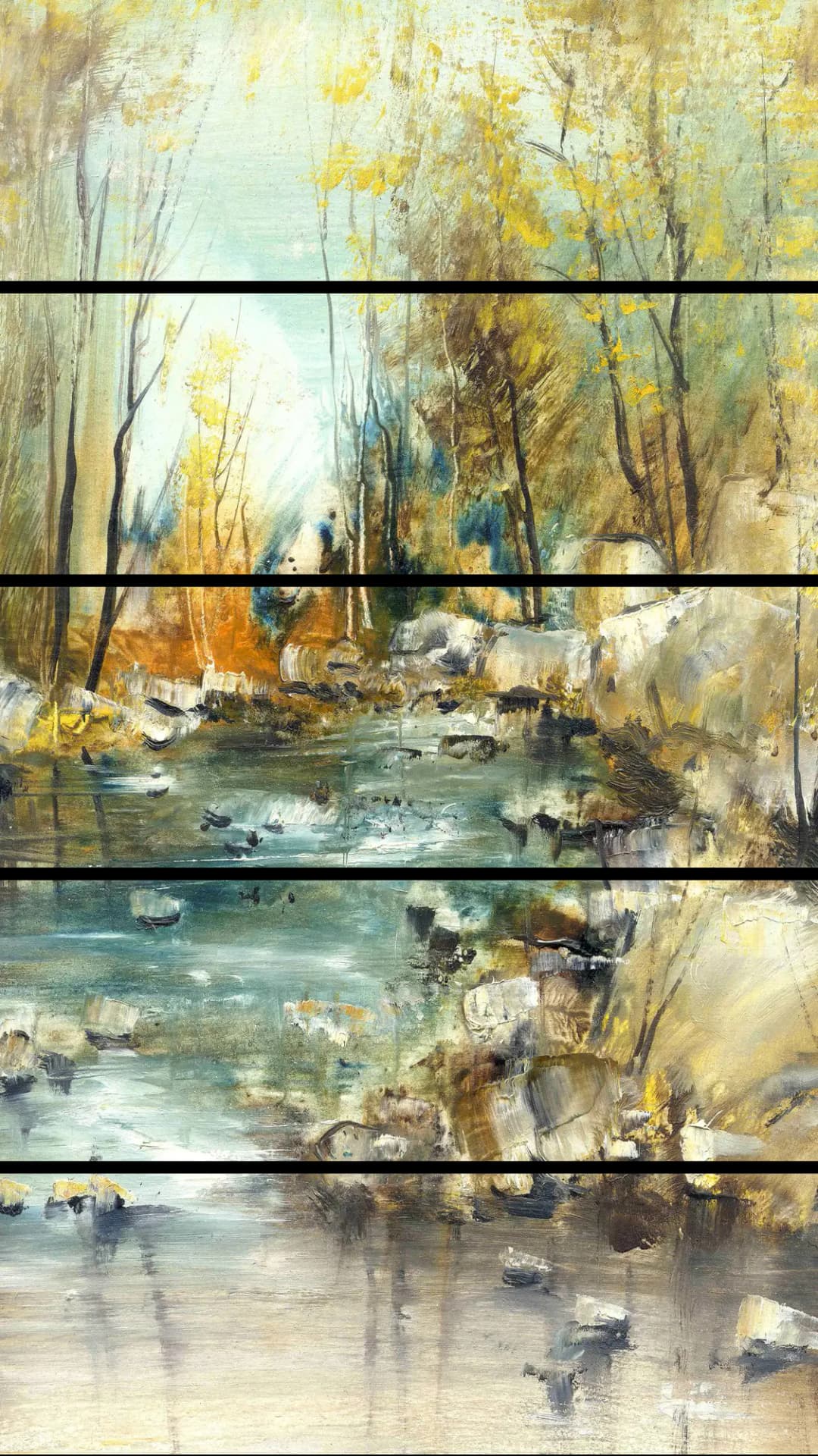 Autumn Forest Stream – 5 Panels Straight