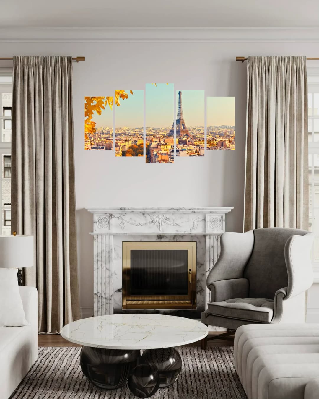Autumn Paris Skyline – 5 Panels Hierarchy