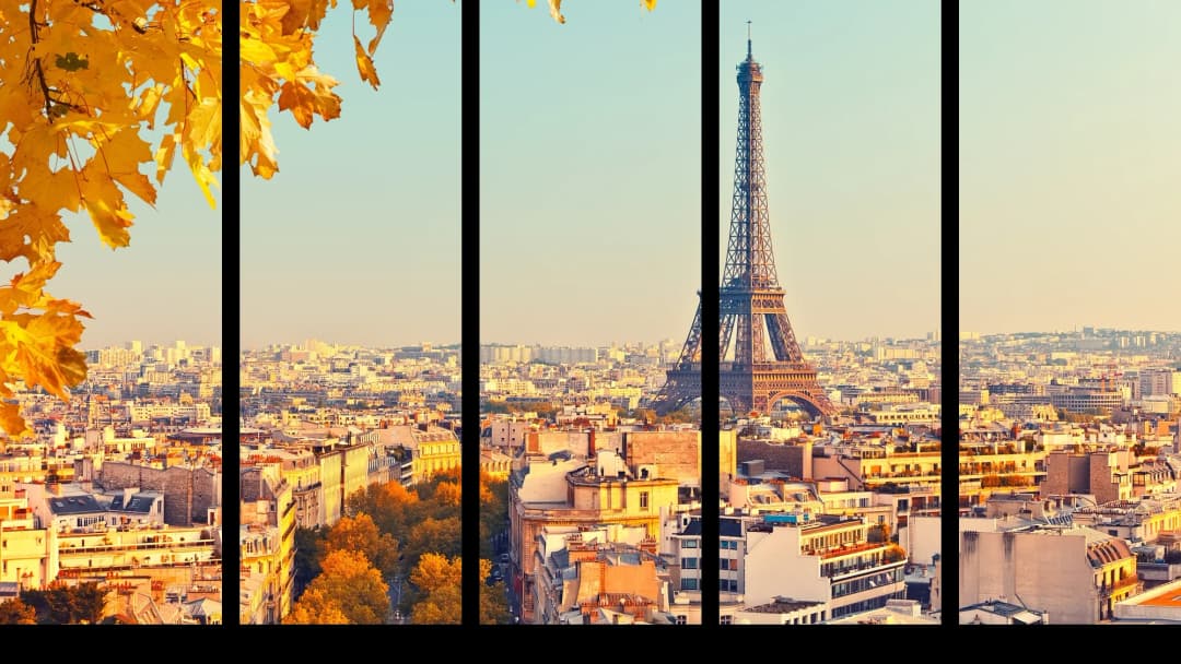 Autumn Paris Skyline – 5 Panels Straight