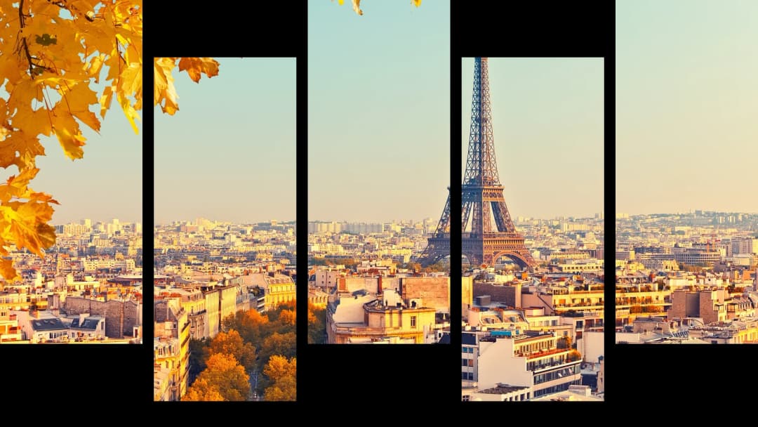Autumn Paris Skyline – 5 Panels Up & Down