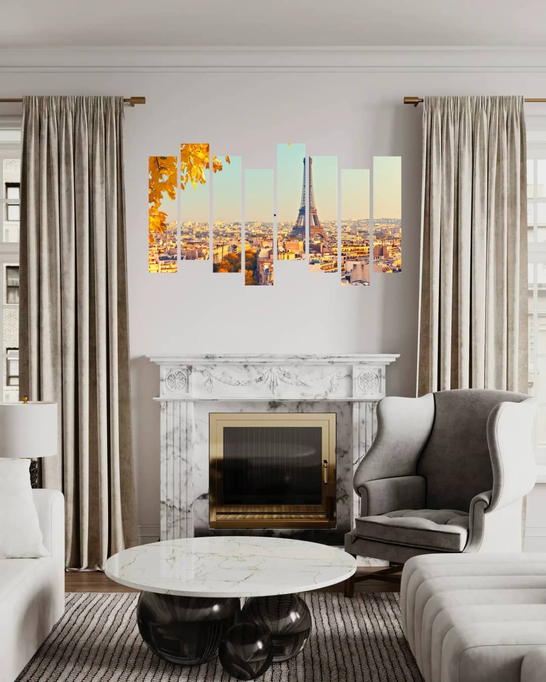 Autumn Paris Skyline – 8 Panels Hierarchy