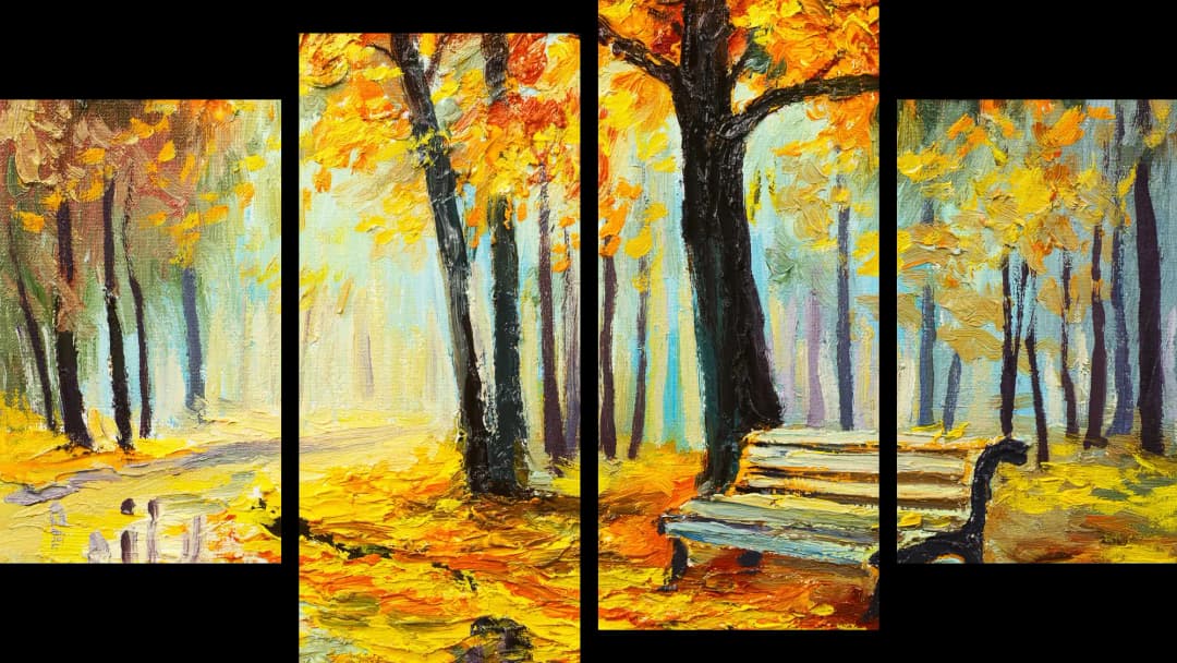 Autumn Park Golden Trees – 4 Panels