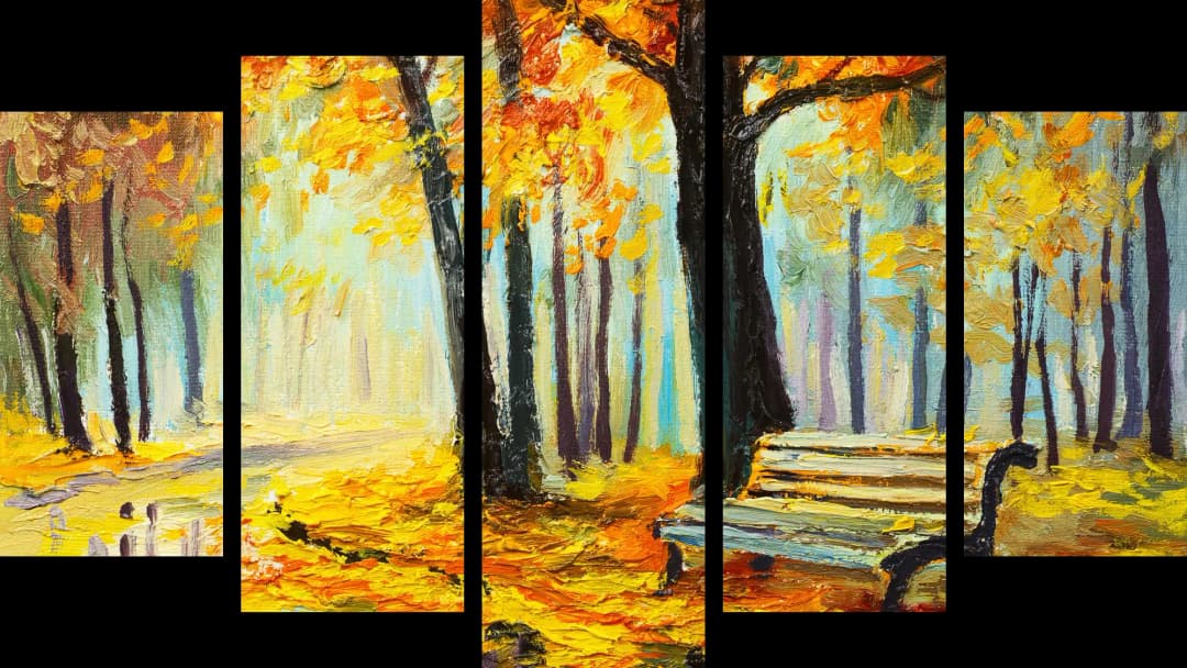 Autumn Park Golden Trees – 5 Panels Hierarchy