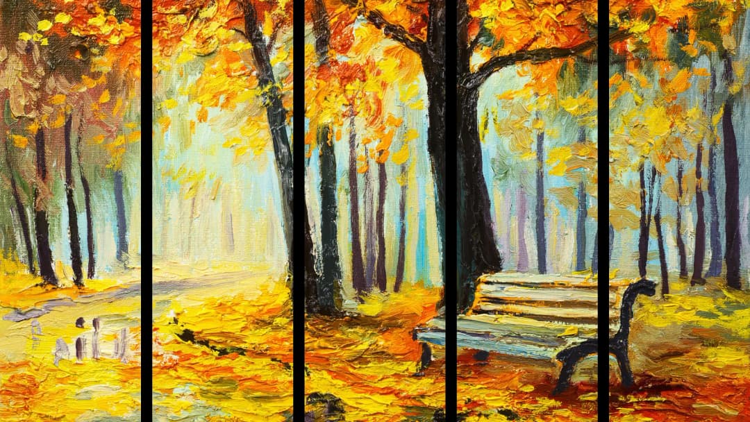 Autumn Park Golden Trees – 5 Panels Straight