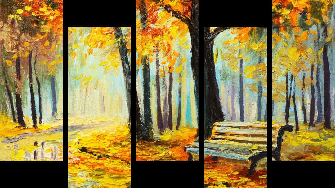 Autumn Park Golden Trees – 5 Panels Up & Down