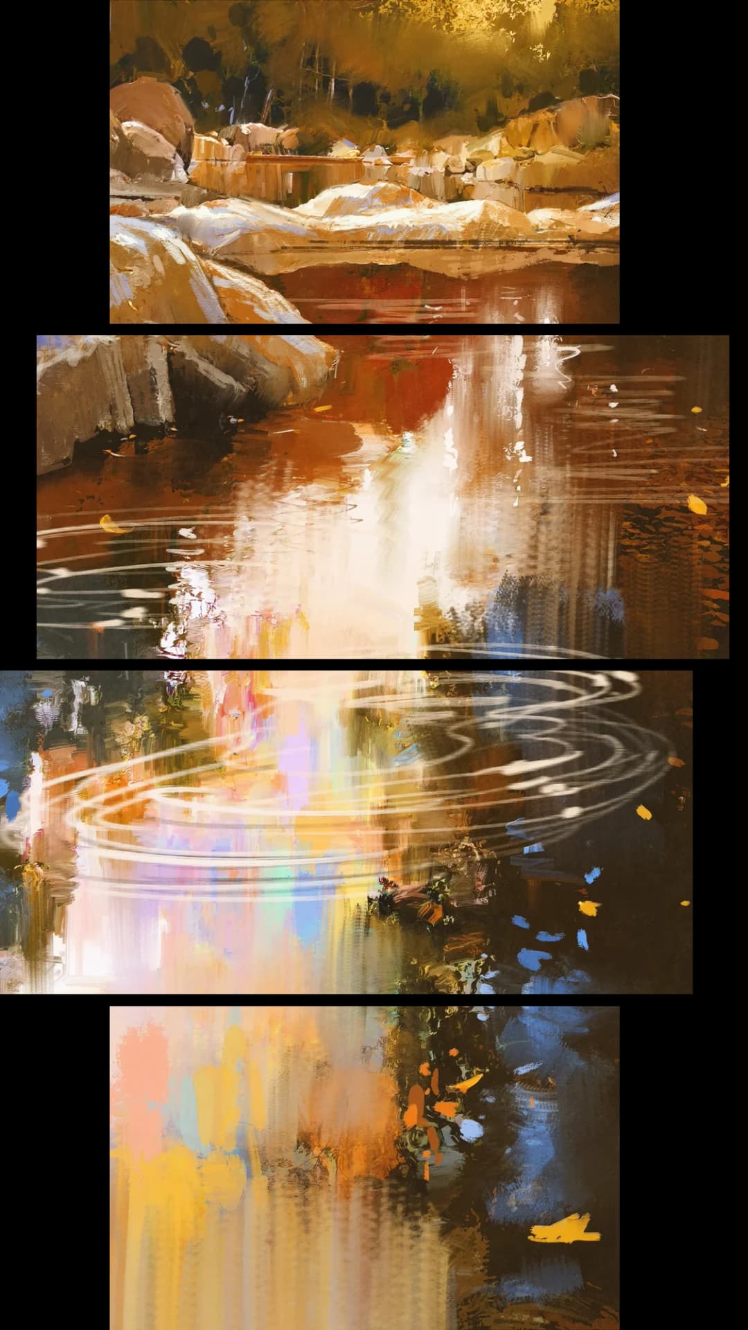 Autumn River Ripples – 4 Panels