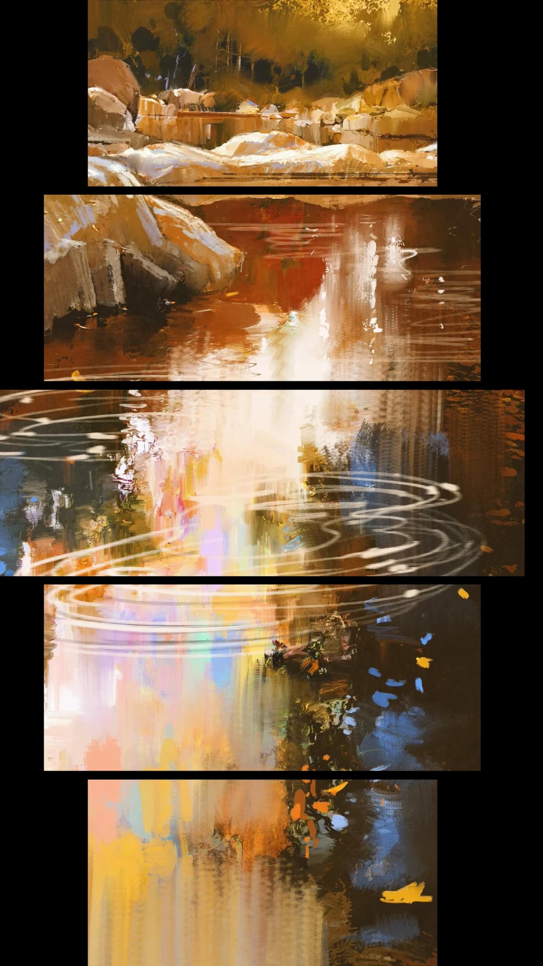 Autumn River Ripples – 5 Panels Hierarchy