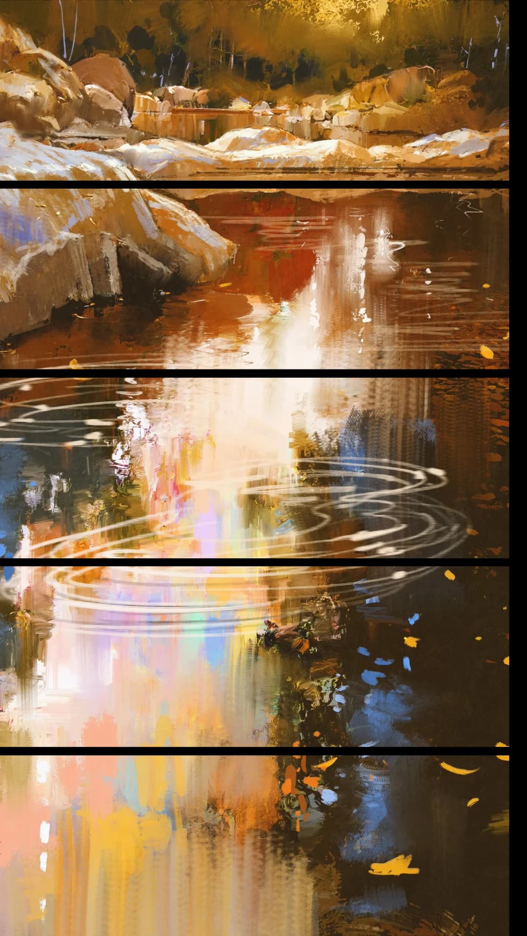 Autumn River Ripples – 5 Panels Straight