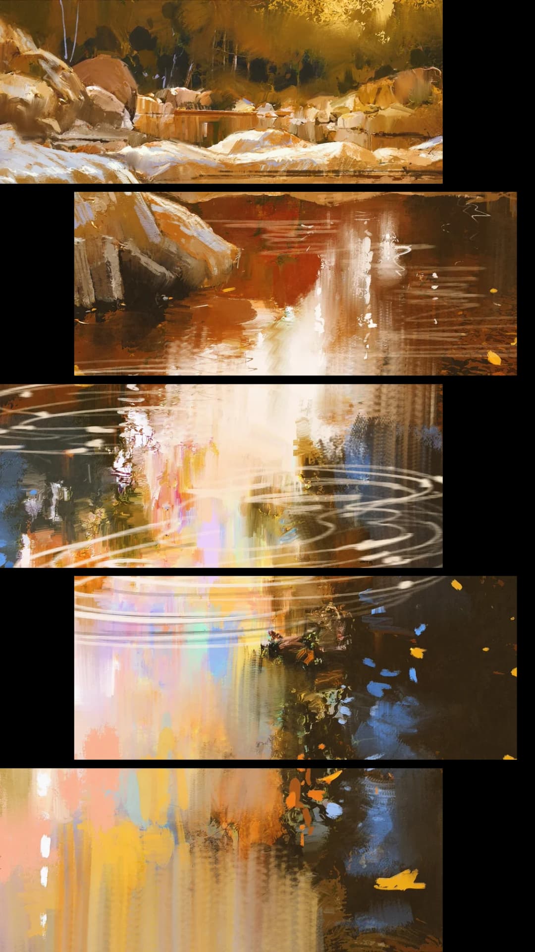 Autumn River Ripples – 5 Panels Up & Down