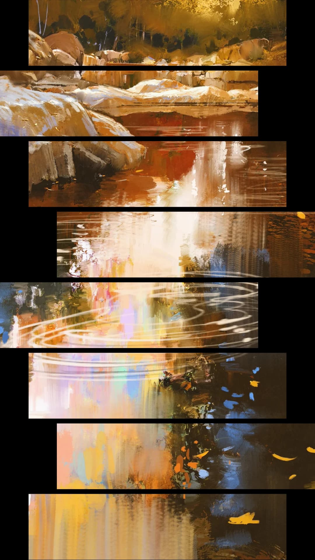 Autumn River Ripples – 8 Panels Hierarchy