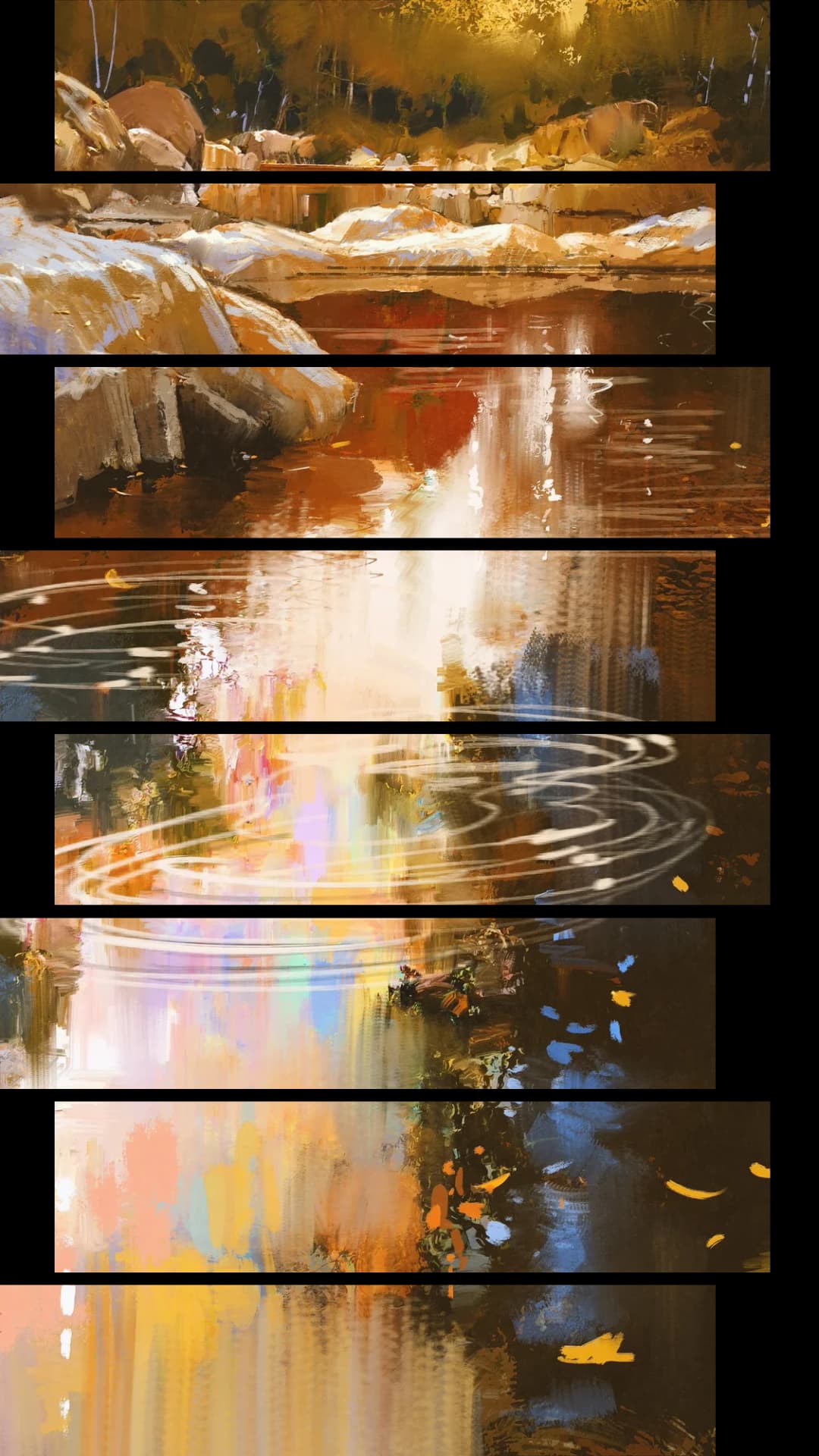Autumn River Ripples – 8 Panels Up & Down