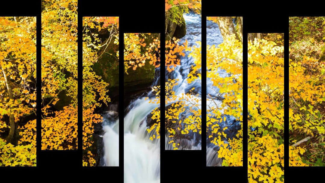 Autumn Waterfall Golden Forest – 8 Panels Hierarchy