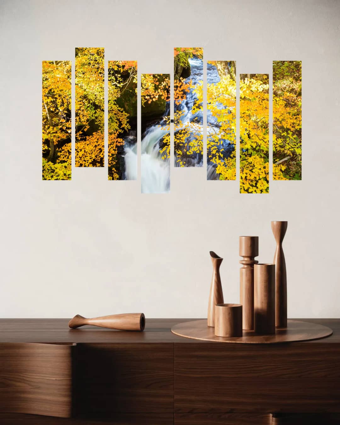 Autumn Waterfall Golden Forest – 8 Panels Hierarchy