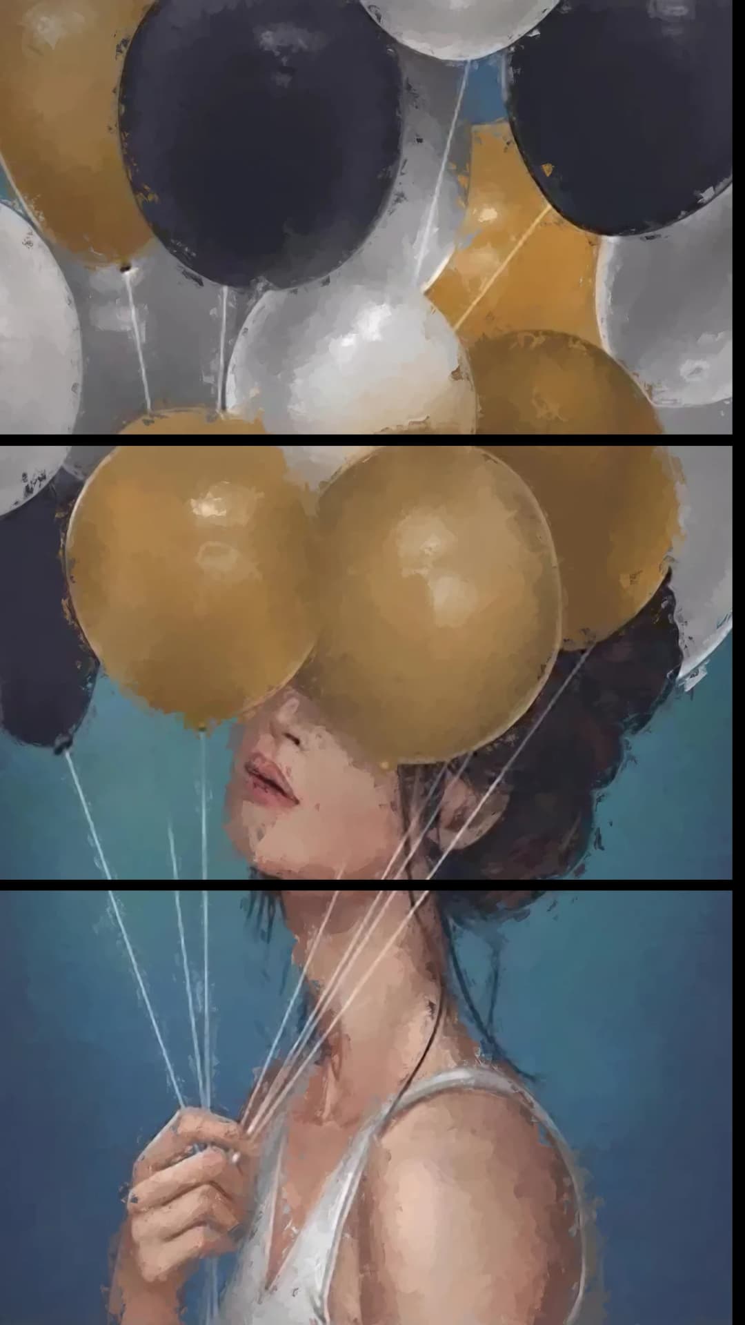 Balloons Over Face – 3 Panels