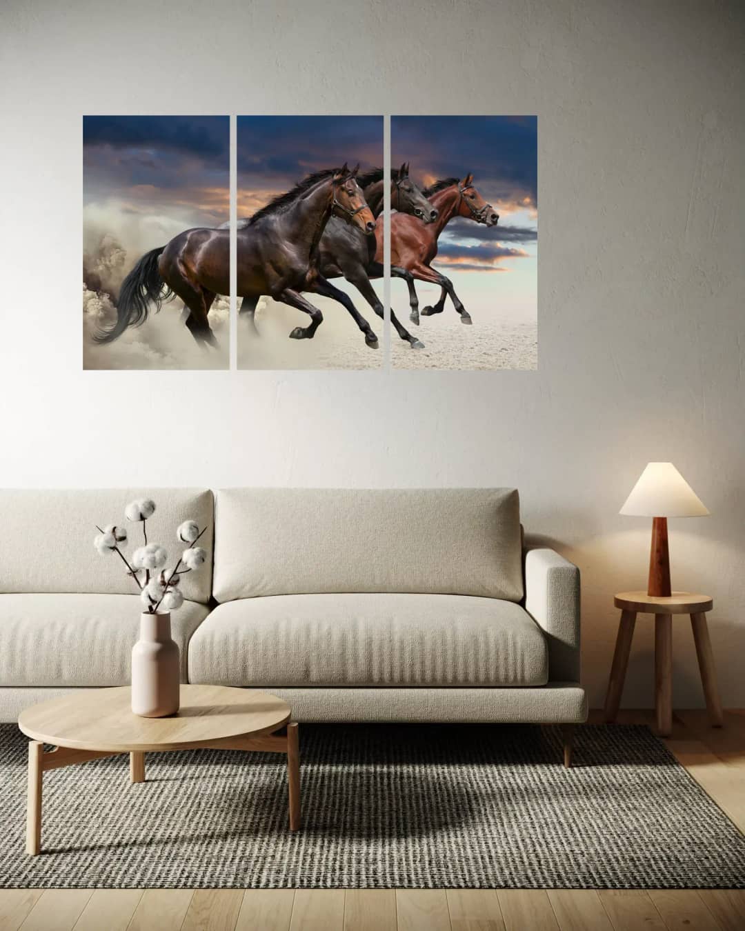Bay Horses Desert Storm – 3 Panels