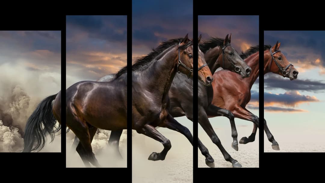 Bay Horses Desert Storm – 5 Panels Hierarchy