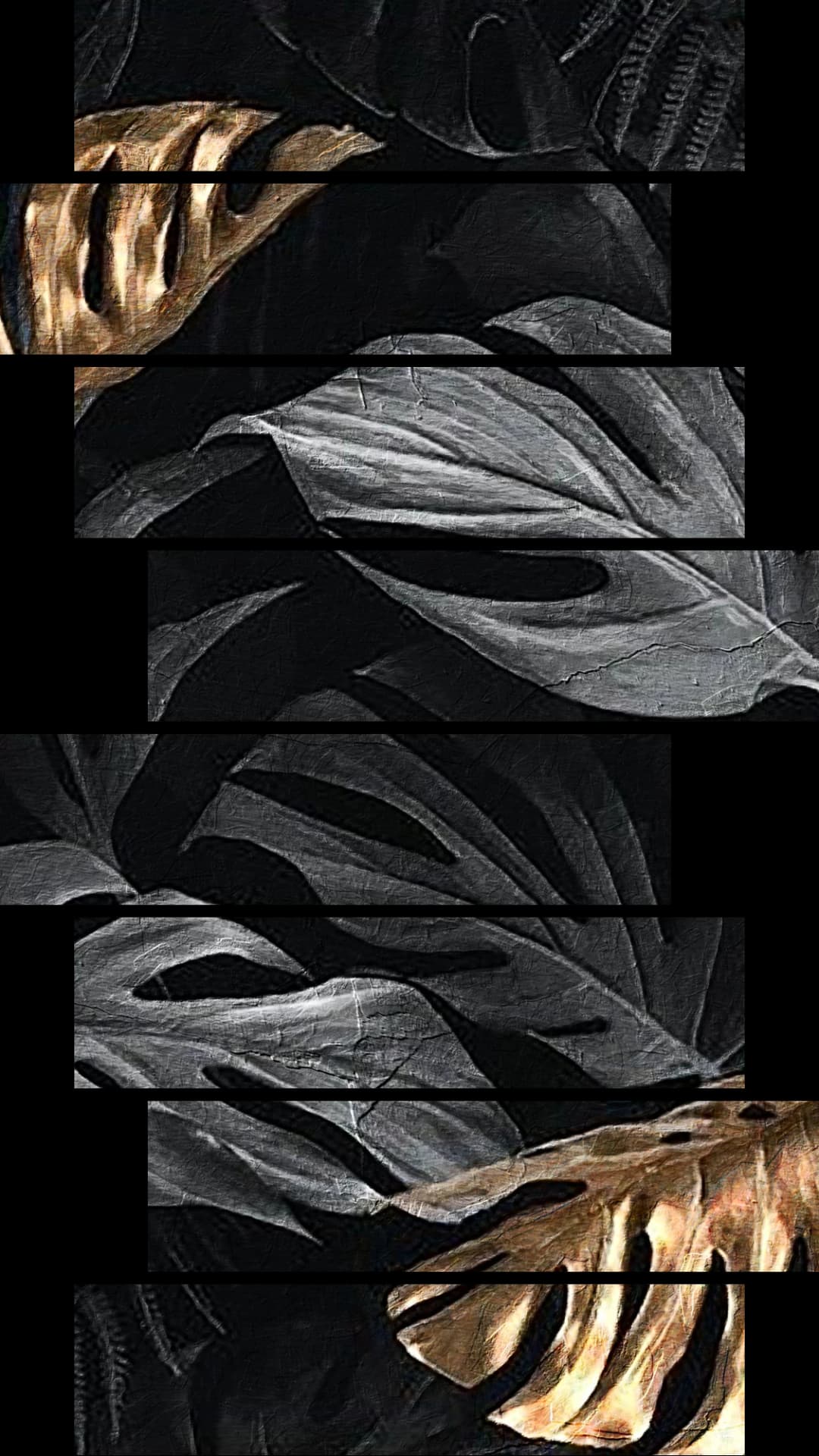 Black Gold Tropical Leaves – 8 Panels Hierarchy