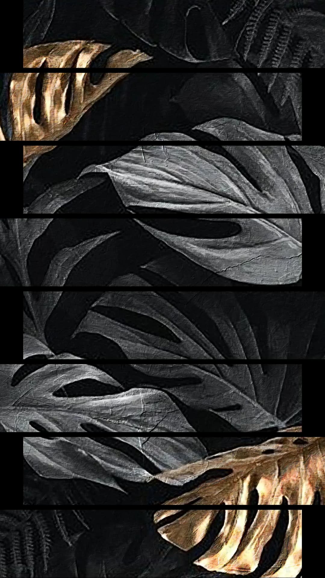 Black Gold Tropical Leaves – 8 Panels Up & Down