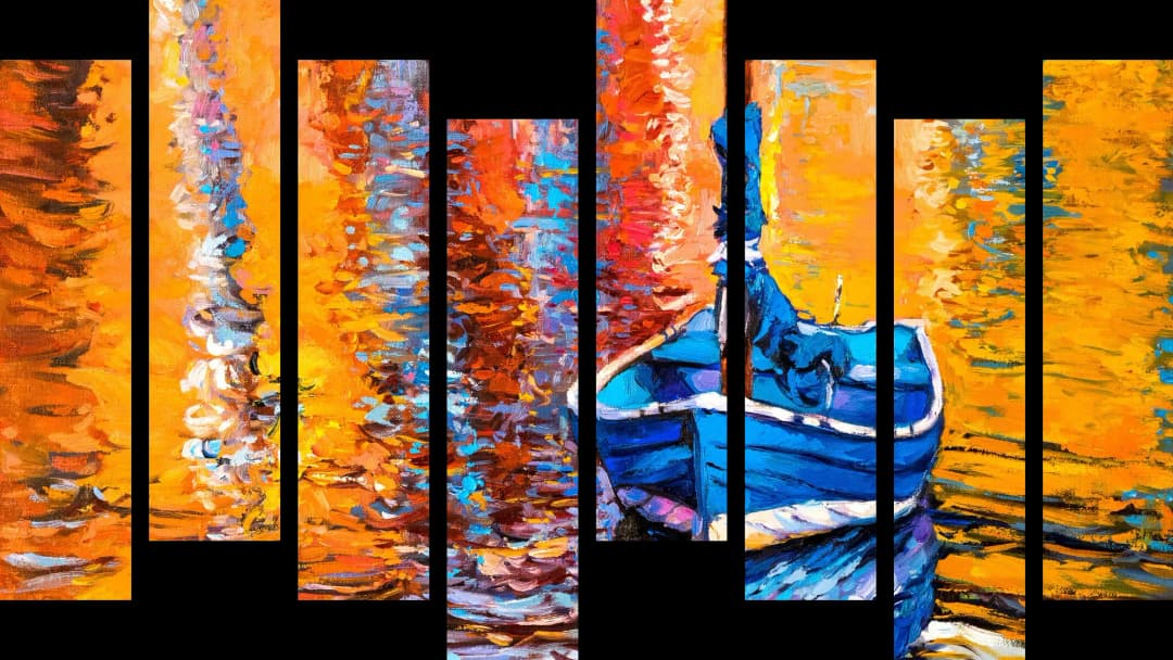 Blue Boat Water Reflections – 8 Panels Hierarchy
