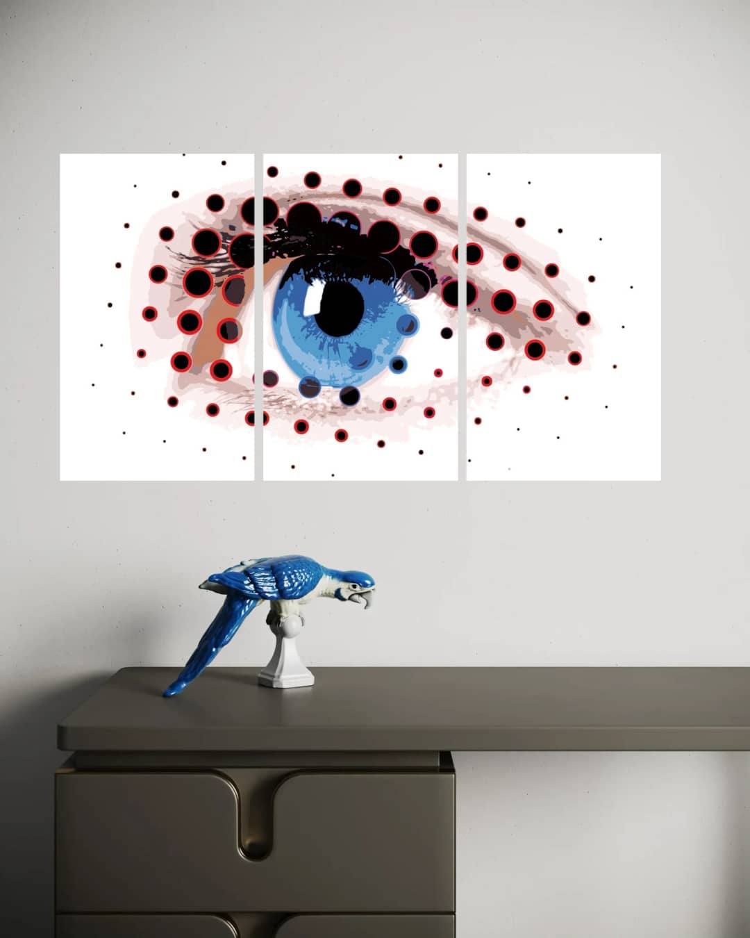Blue Eye Dot Art – 3 Panels