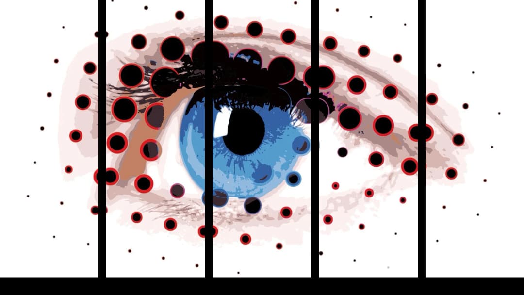 Blue Eye Dot Art – 5 Panels Straight
