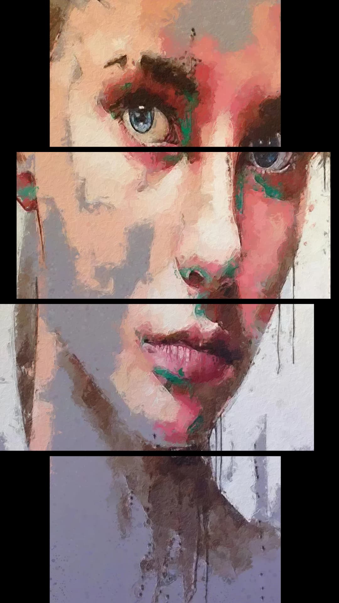 Blue Eyes Paint Drips – 4 Panels
